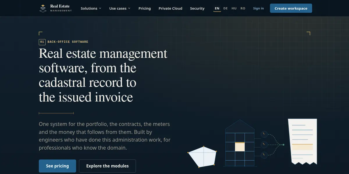 Home page of Real Estate Management: real estate management software, from the cadastral record to the issued invoice